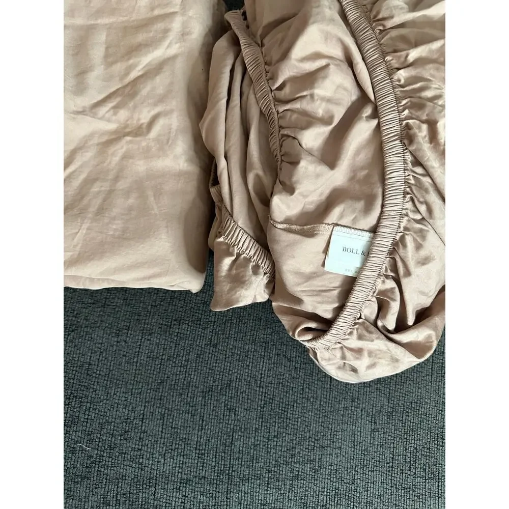 Boll & Branch Organic Cotton Fitted Flat Sheet Blush Pink Twin XL